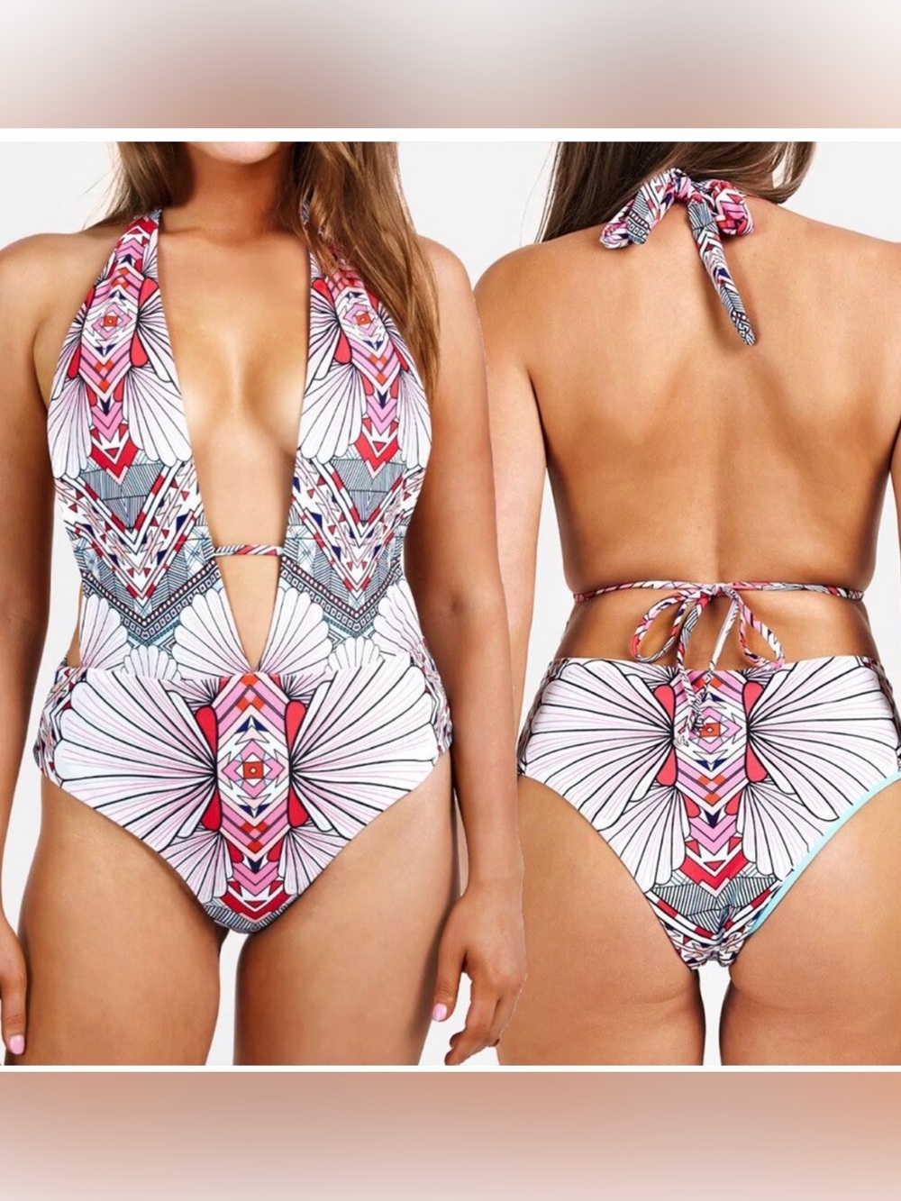 Cupshe Petal in Peril Halter Plunging Swimsuit